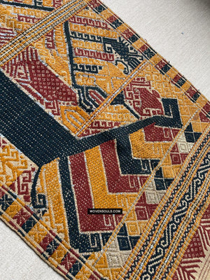 1444 Antique Sumatra Weaving - Tatibin - Large Ship Cloth Tampan Textile - Rare White-WOVENSOULS Antique Textiles &amp; Art Gallery