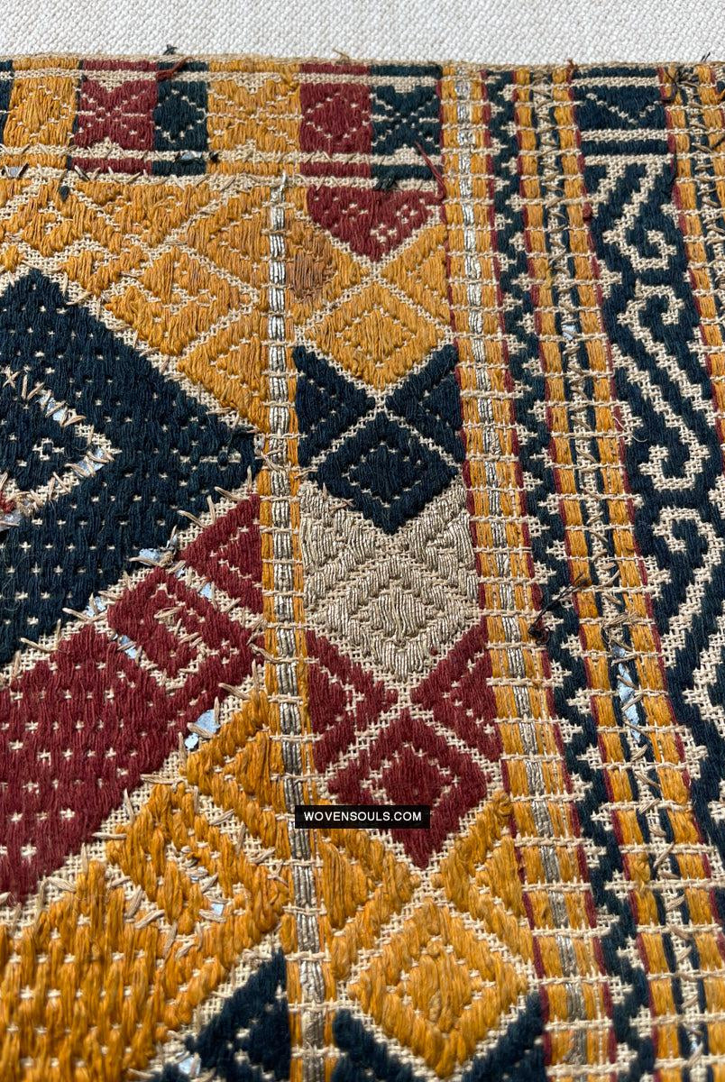 1444 Antique Sumatra Weaving - Tatibin - Large Ship Cloth Tampan Textile - Rare White-WOVENSOULS Antique Textiles & Art Gallery