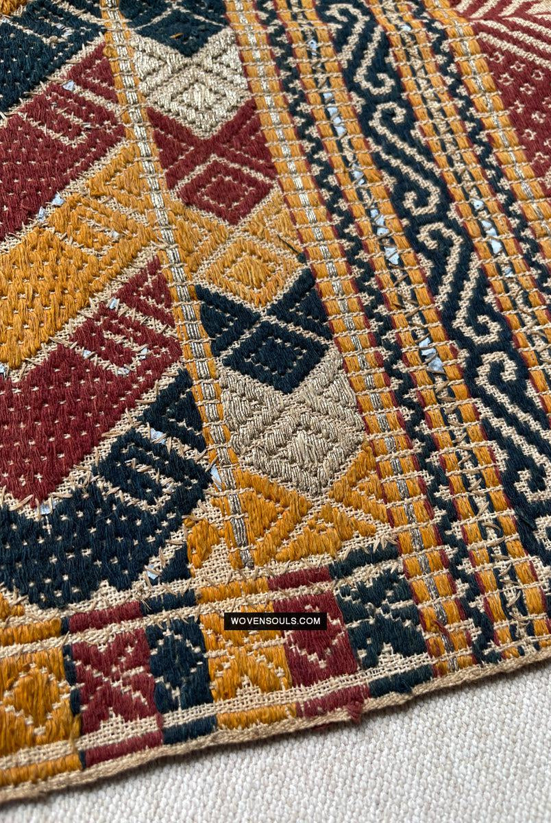 1444 Antique Sumatra Weaving - Tatibin - Large Ship Cloth Tampan Textile - Rare White-WOVENSOULS Antique Textiles & Art Gallery