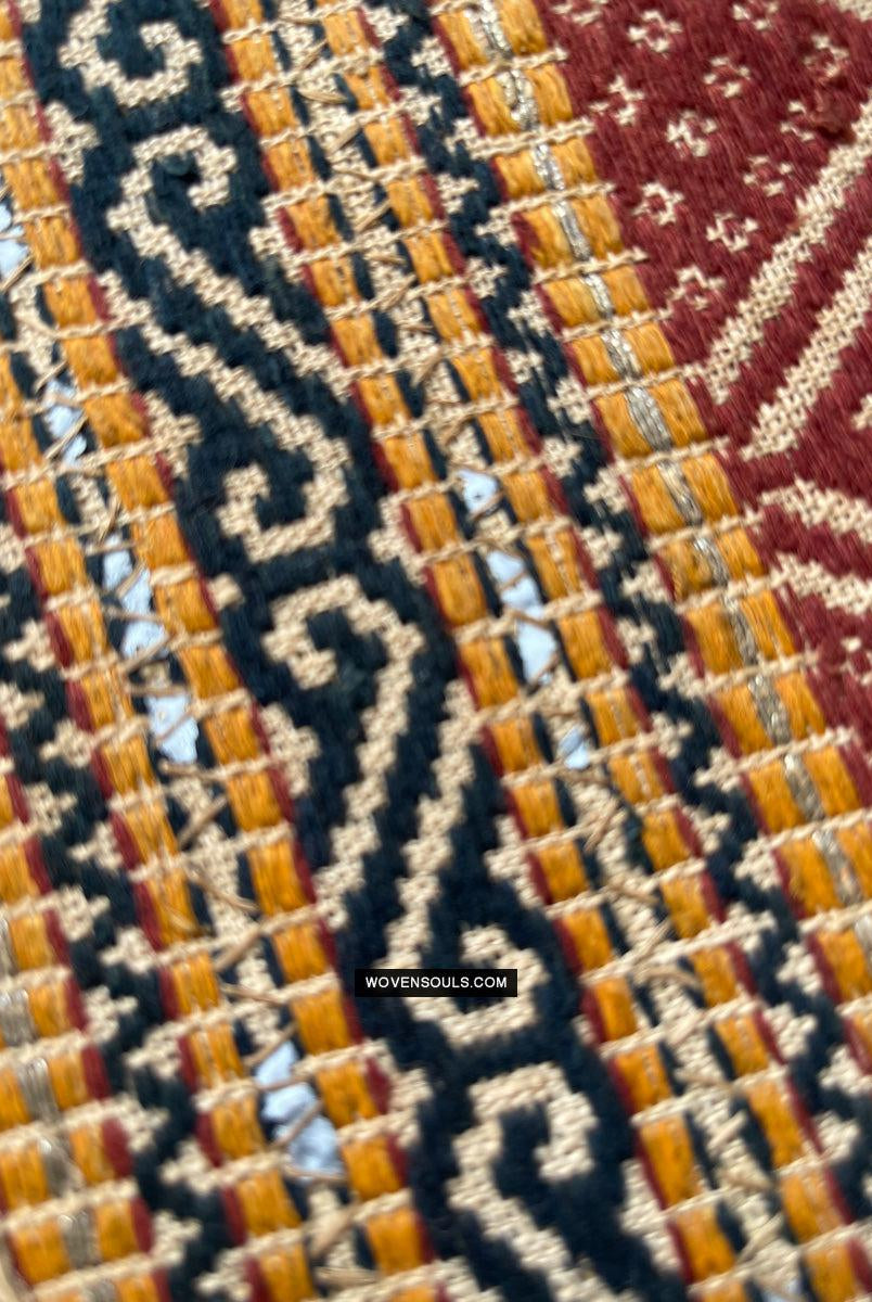 1444 Antique Sumatra Weaving - Tatibin - Large Ship Cloth Tampan Textile - Rare White-WOVENSOULS Antique Textiles & Art Gallery