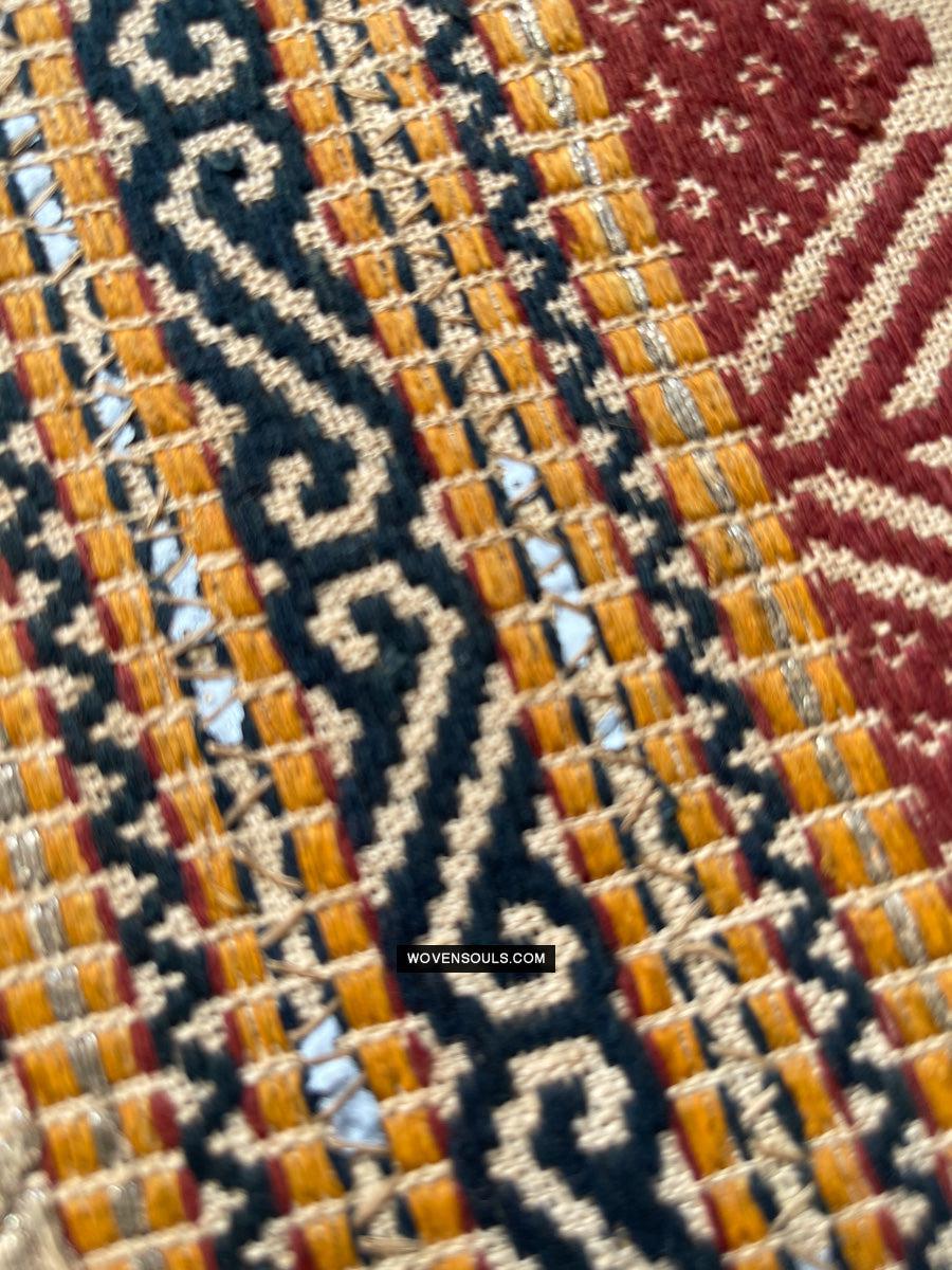 1444 Antique Sumatra Weaving - Tatibin - Large Ship Cloth Tampan Textile - Rare White-WOVENSOULS Antique Textiles & Art Gallery