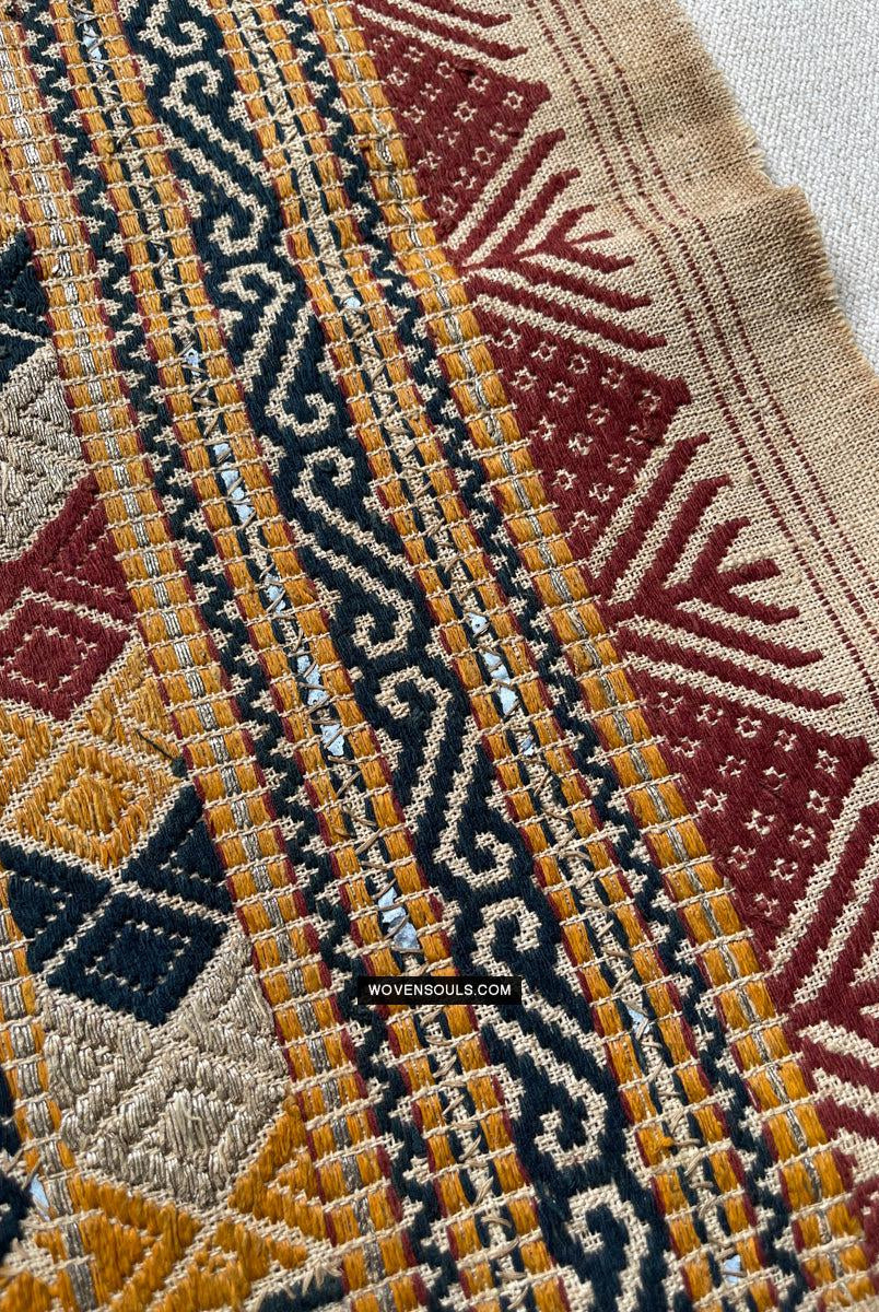 1444 Antique Sumatra Weaving - Tatibin - Large Ship Cloth Tampan Textile - Rare White-WOVENSOULS Antique Textiles & Art Gallery