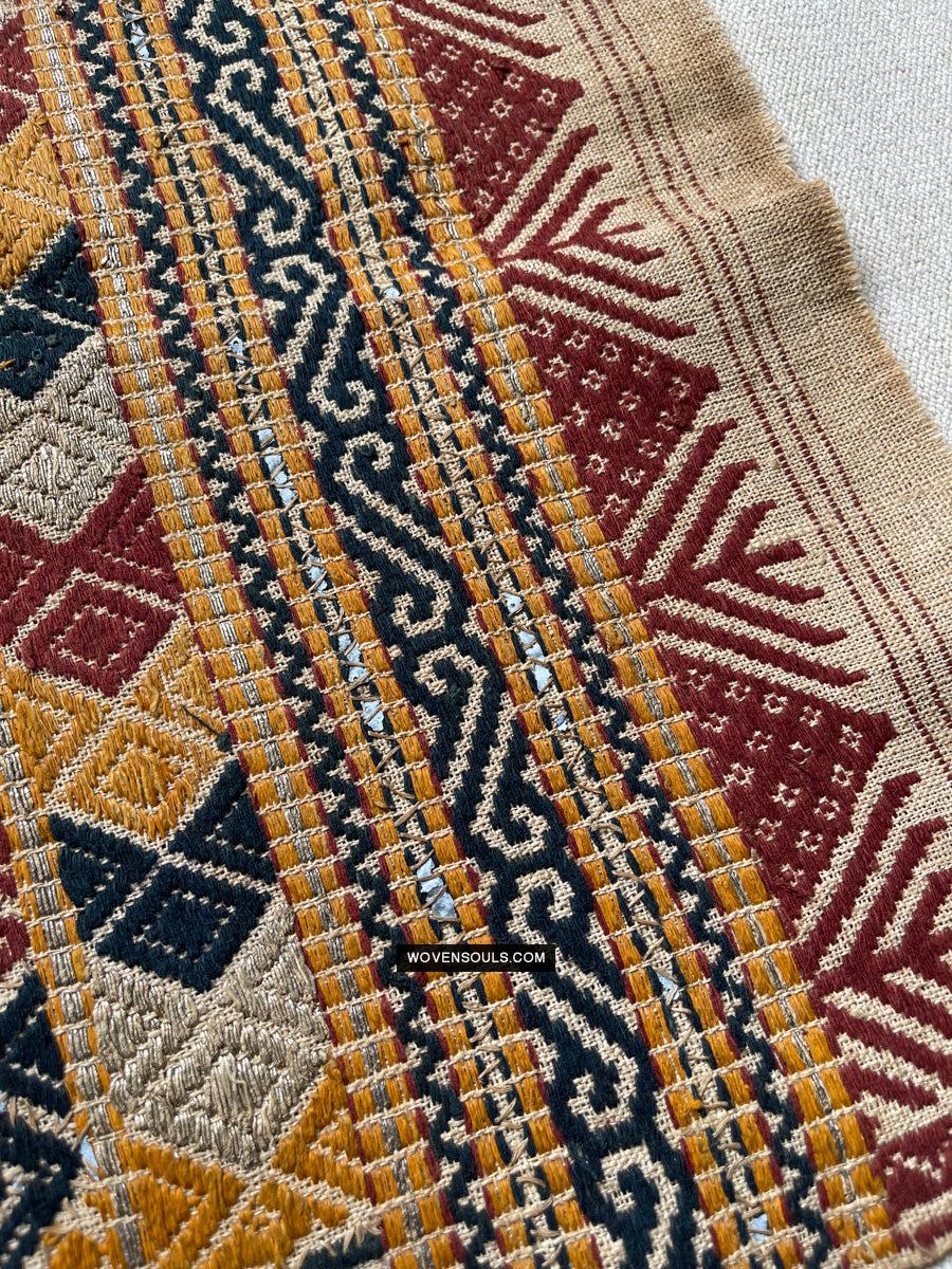 1444 Antique Sumatra Weaving - Tatibin - Large Ship Cloth Tampan Textile - Rare White-WOVENSOULS Antique Textiles & Art Gallery