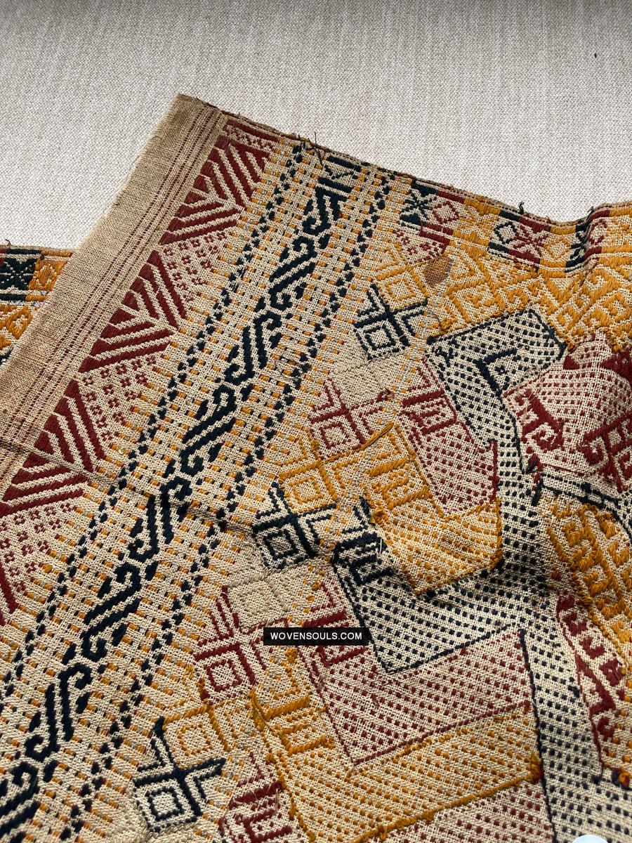 1444 Antique Sumatra Weaving - Tatibin - Large Ship Cloth Tampan Textile - Rare White-WOVENSOULS Antique Textiles & Art Gallery