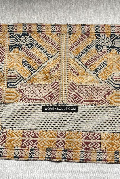 1444 Antique Sumatra Weaving - Tatibin - Large Ship Cloth Tampan Textile - Rare White-WOVENSOULS Antique Textiles & Art Gallery