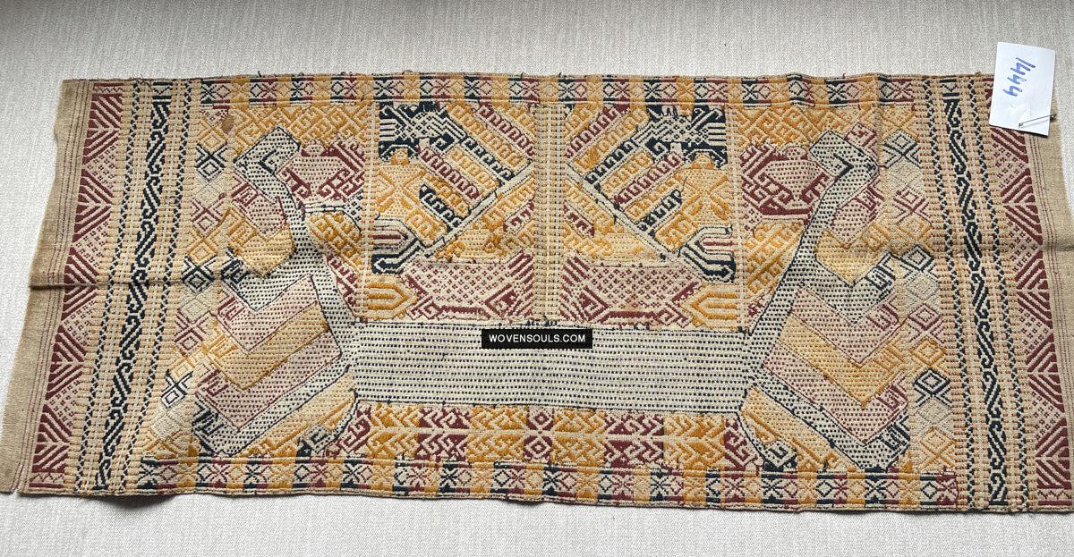 1444 Antique Sumatra Weaving - Tatibin - Large Ship Cloth Tampan Textile - Rare White-WOVENSOULS Antique Textiles & Art Gallery