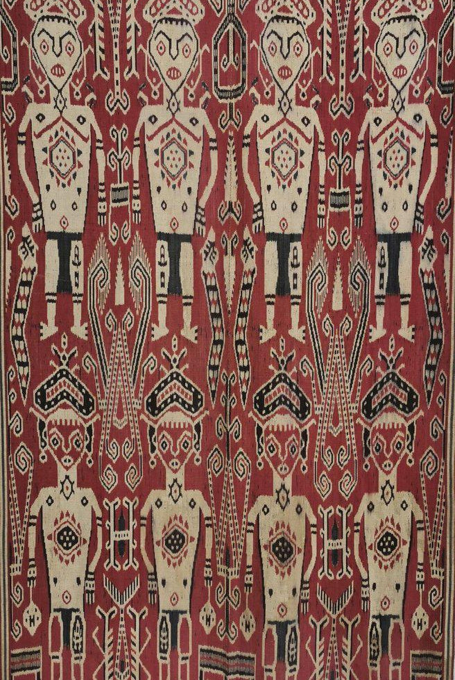 1449 Antique Iban Ikat Pua Kumbu Woven Textile with Human Figures from Sarawak-WOVENSOULS-Antique-Vintage-Textiles-Art-Decor