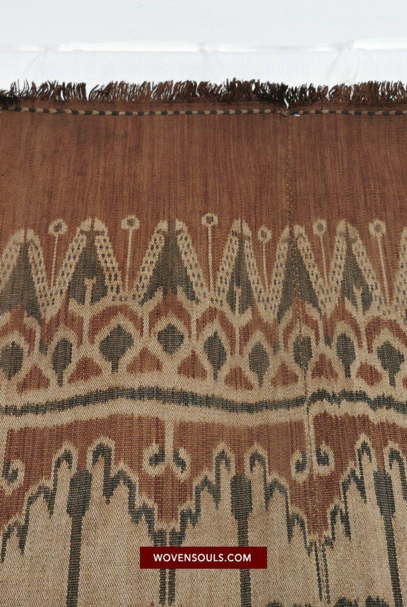 1450 VERKAUFT Antikes Iban Ikat Pua Kumbu gewebtes Textil mit menschlichen Figuren - Saribas, Sarawak-WOVENSOULS-Antike-Vintage-Textilien-Kunst-Dekor