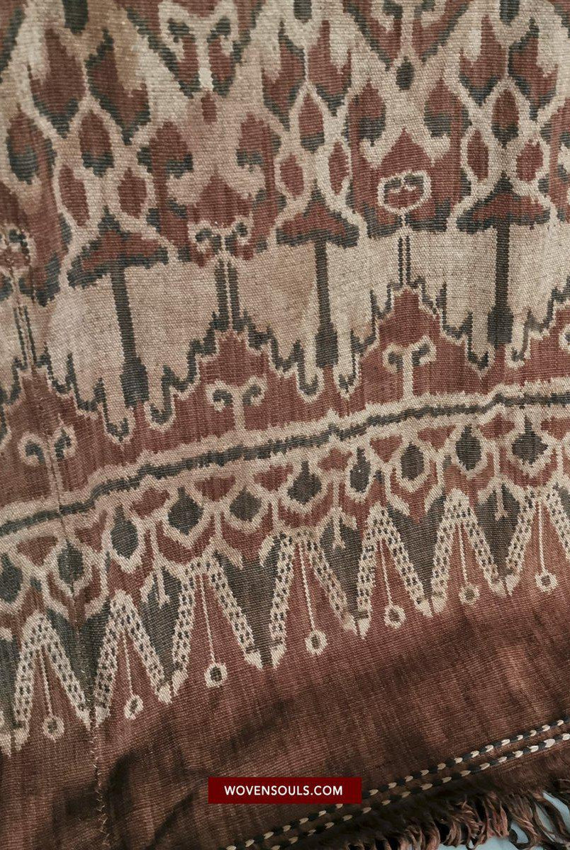 1450 VERKAUFT Antikes Iban Ikat Pua Kumbu gewebtes Textil mit menschlichen Figuren - Saribas, Sarawak-WOVENSOULS-Antike-Vintage-Textilien-Kunst-Dekor