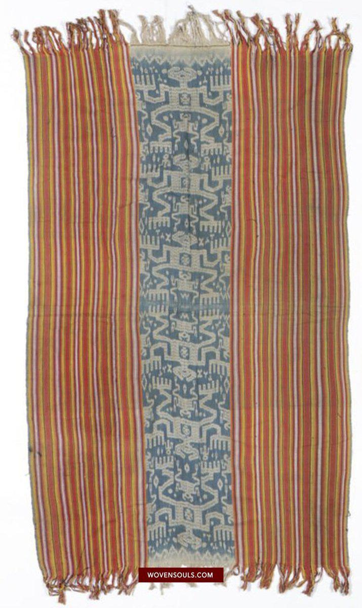 1454 Old Figurative Ikat Timor w Anthropomorphic figures-WOVENSOULS-Antique-Vintage-Textiles-Art-Decor