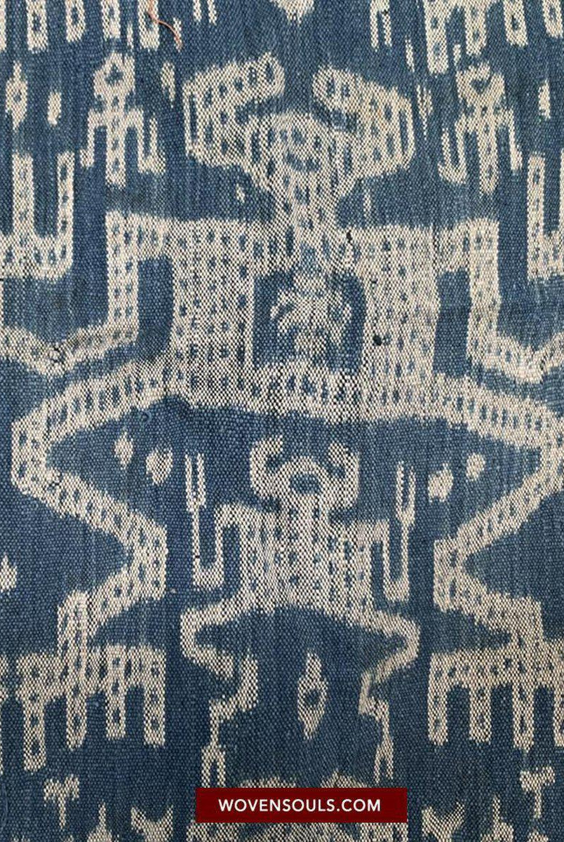1454 Alter figurativer Ikat Timor mit anthropomorphen Figuren-WOVENSOULS-Antike-Vintage-Textilien-Kunst-Dekor