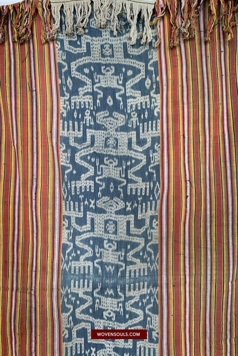 1454 Alter figurativer Ikat Timor mit anthropomorphen Figuren-WOVENSOULS-Antike-Vintage-Textilien-Kunst-Dekor
