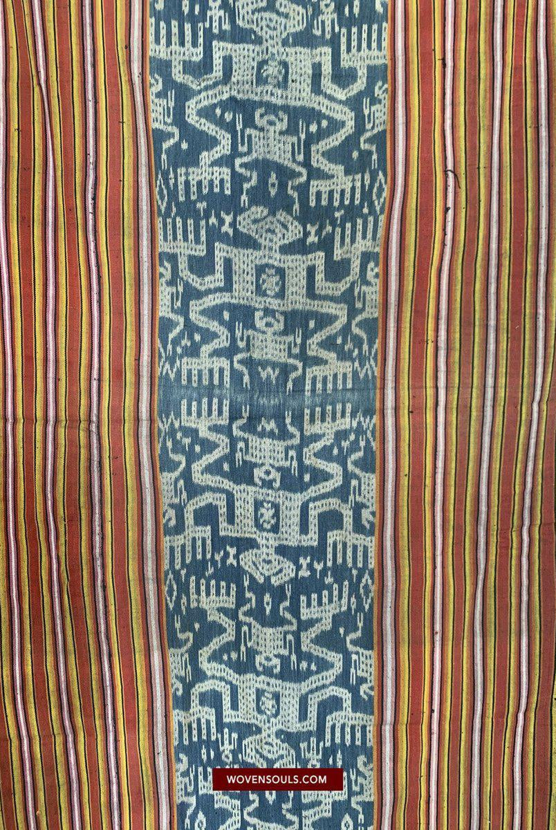 1454 Alter figurativer Ikat Timor mit anthropomorphen Figuren-WOVENSOULS-Antike-Vintage-Textilien-Kunst-Dekor