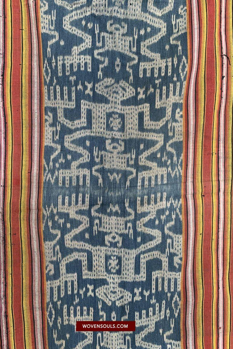 1454 Alter figurativer Ikat Timor mit anthropomorphen Figuren-WOVENSOULS-Antike-Vintage-Textilien-Kunst-Dekor
