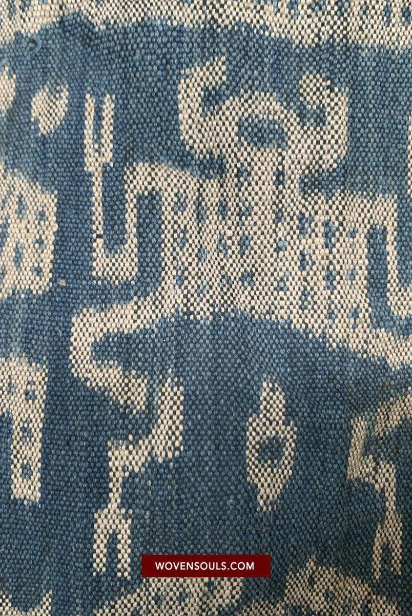 1454 Alter figurativer Ikat Timor mit anthropomorphen Figuren-WOVENSOULS-Antike-Vintage-Textilien-Kunst-Dekor