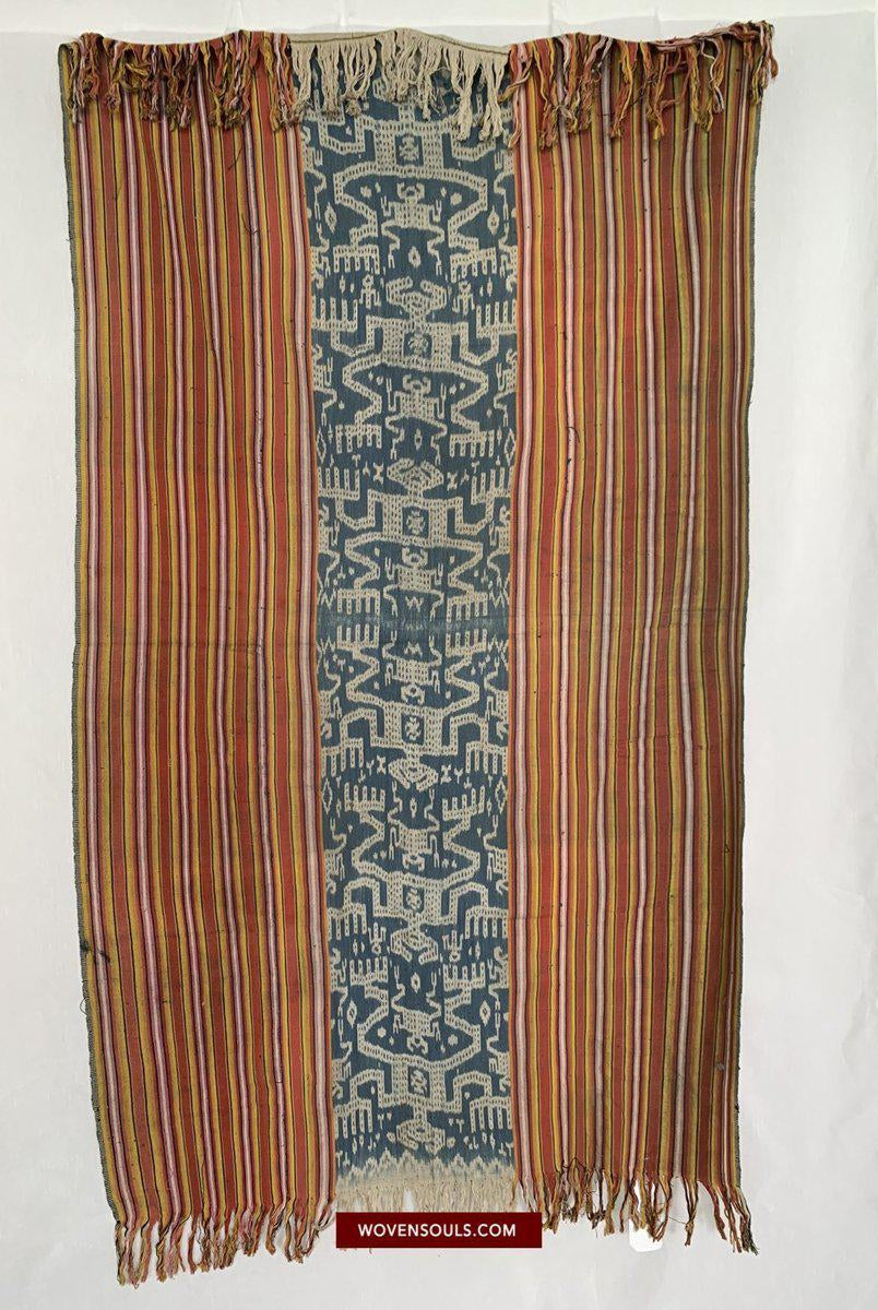 1454 Alter figurativer Ikat Timor mit anthropomorphen Figuren-WOVENSOULS-Antike-Vintage-Textilien-Kunst-Dekor