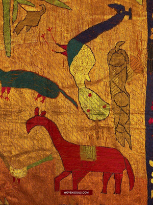 1455 SOLD - Rare Antique Sainchi Bagh Phulkari Indian Textile Art Punjab-WOVENSOULS-Antique-Vintage-Textiles-Art-Decor