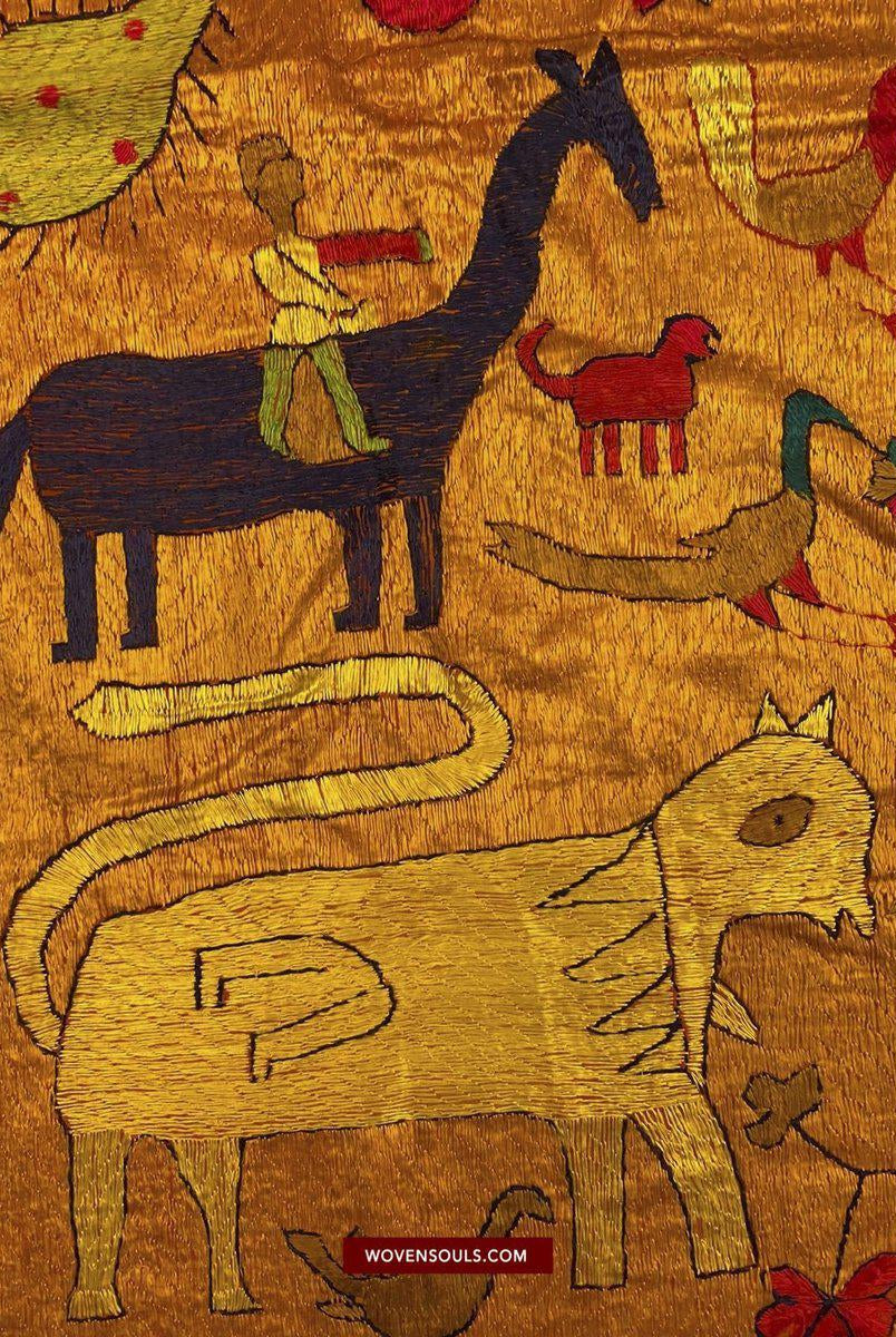 1455 VERKAUFT – Seltener antiker Sainchi Bagh Phulkari Indische Textilkunst Punjab-WOVENSOULS-Antike-Vintage-Textilien-Kunst-Dekor