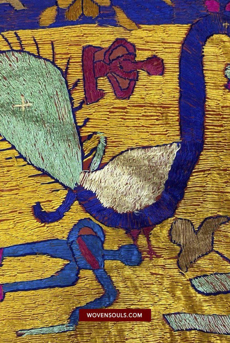 1455 VERKAUFT – Seltener antiker Sainchi Bagh Phulkari Indische Textilkunst Punjab-WOVENSOULS-Antike-Vintage-Textilien-Kunst-Dekor