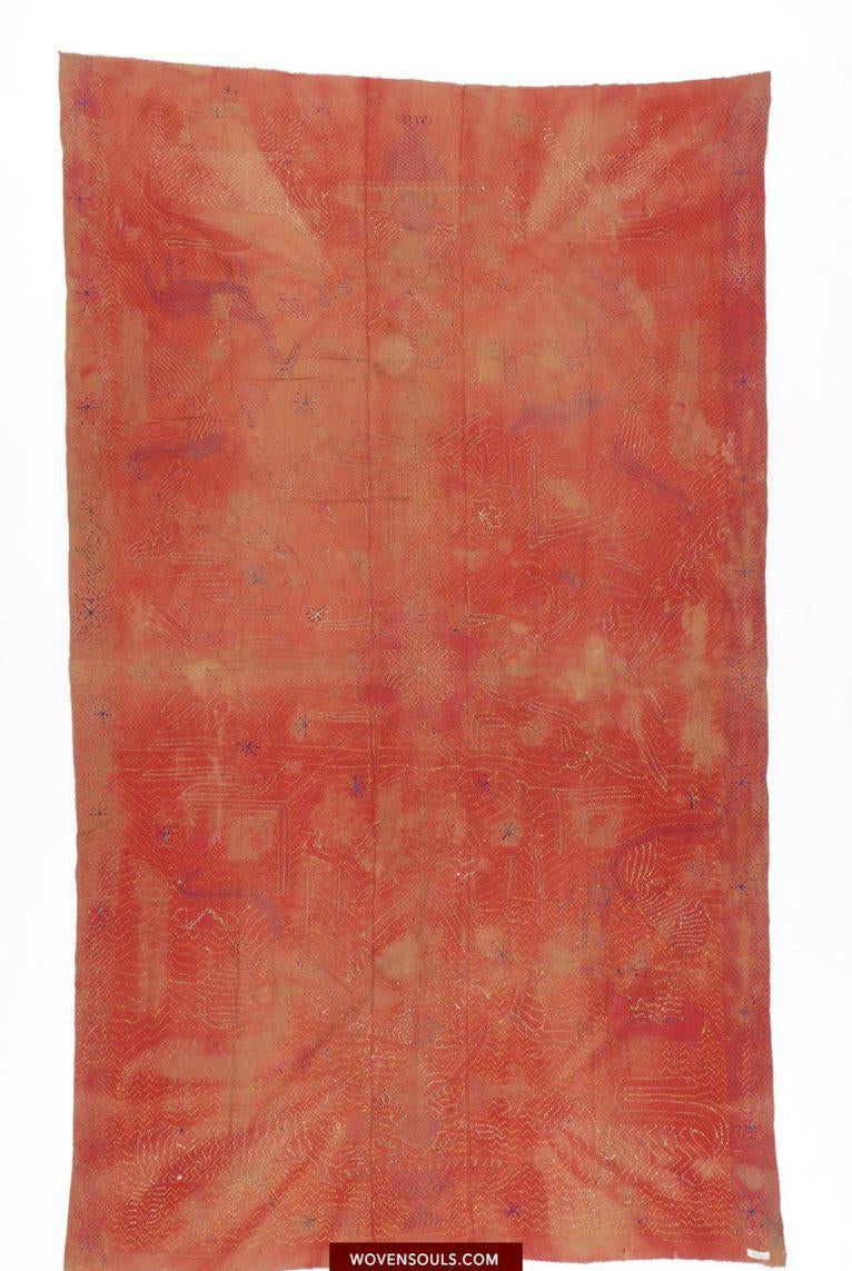 1455 VERKAUFT – Seltener antiker Sainchi Bagh Phulkari Indische Textilkunst Punjab-WOVENSOULS-Antike-Vintage-Textilien-Kunst-Dekor