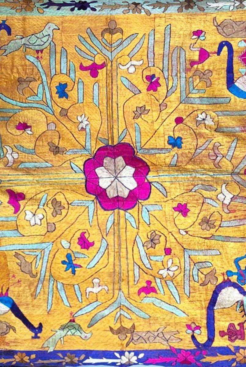 1455 VERKAUFT – Seltener antiker Sainchi Bagh Phulkari Indische Textilkunst Punjab-WOVENSOULS-Antike-Vintage-Textilien-Kunst-Dekor