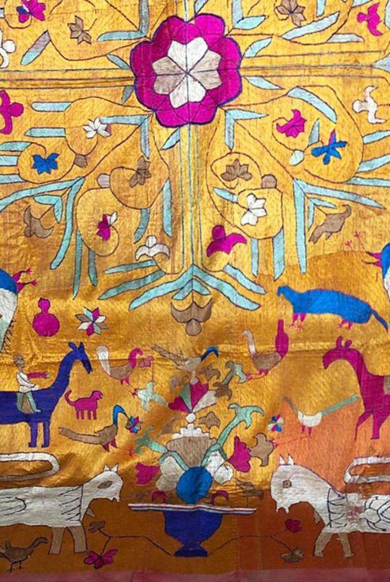 1455 VERKAUFT – Seltener antiker Sainchi Bagh Phulkari Indische Textilkunst Punjab-WOVENSOULS-Antike-Vintage-Textilien-Kunst-Dekor