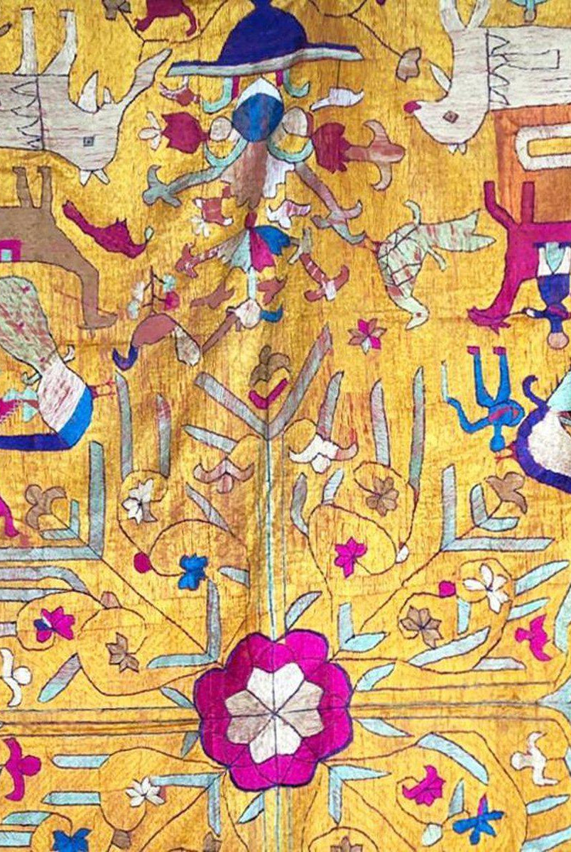 1455 VERKAUFT – Seltener antiker Sainchi Bagh Phulkari Indische Textilkunst Punjab-WOVENSOULS-Antike-Vintage-Textilien-Kunst-Dekor
