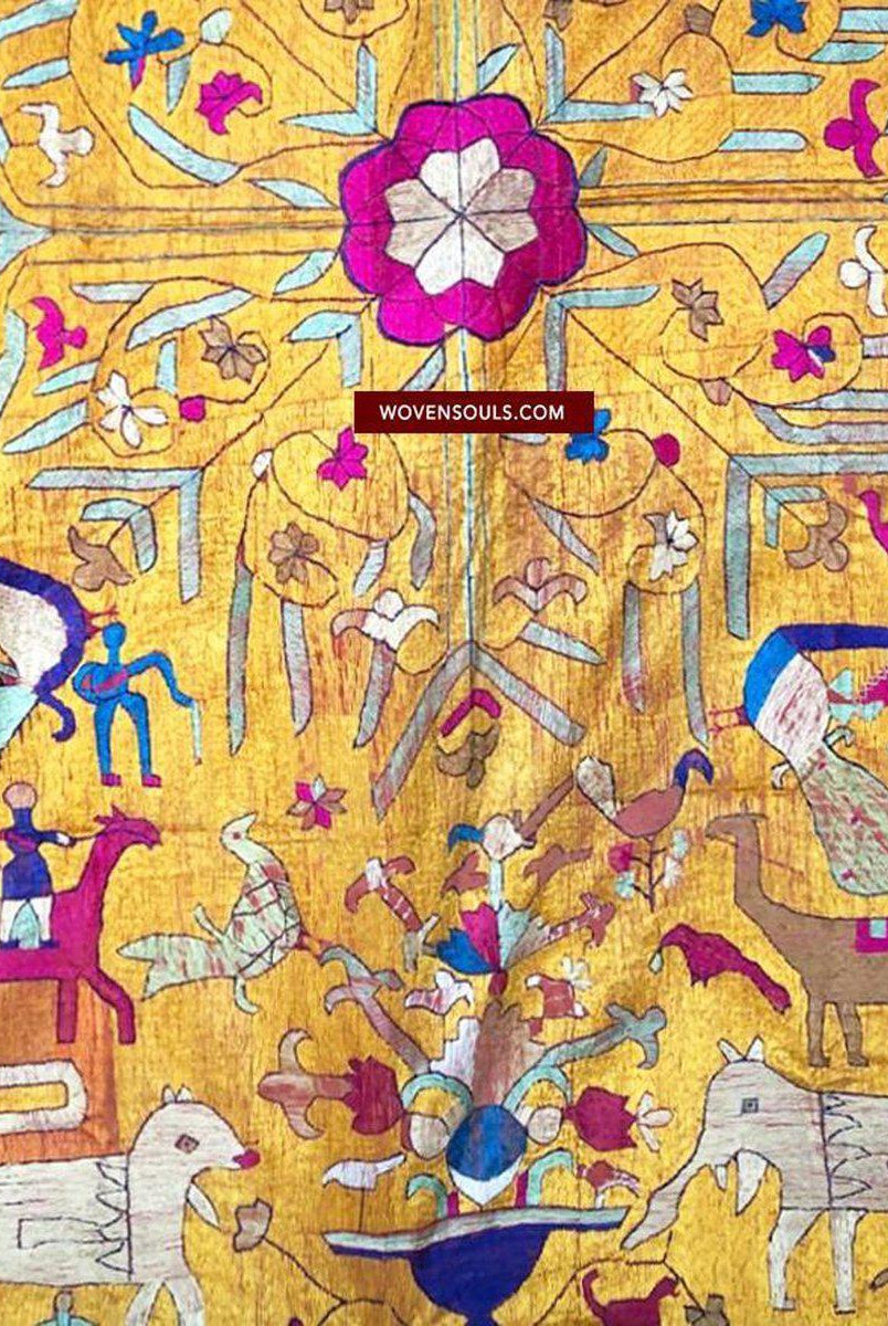 1455 VERKAUFT – Seltener antiker Sainchi Bagh Phulkari Indische Textilkunst Punjab-WOVENSOULS-Antike-Vintage-Textilien-Kunst-Dekor