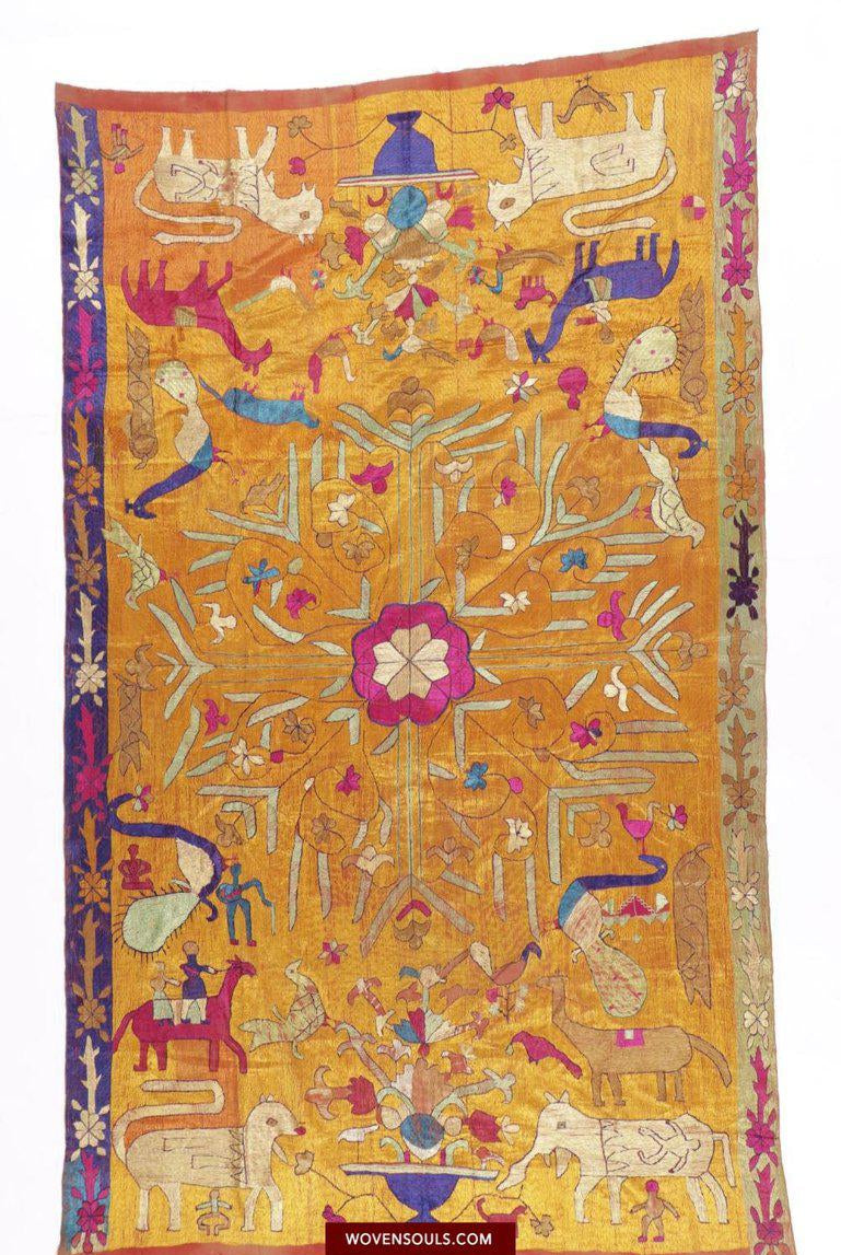 1455 VERKAUFT – Seltener antiker Sainchi Bagh Phulkari Indische Textilkunst Punjab-WOVENSOULS-Antike-Vintage-Textilien-Kunst-Dekor
