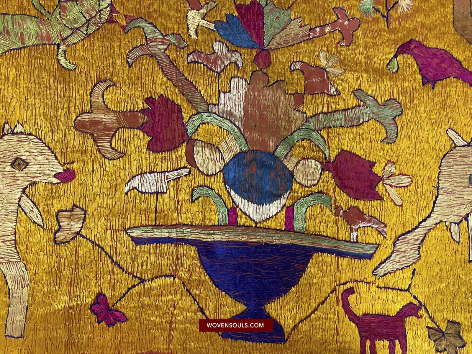 1455 SOLD - Rare Antique Sainchi Bagh Phulkari Indian Textile Art Punjab-WOVENSOULS-Antique-Vintage-Textiles-Art-Decor