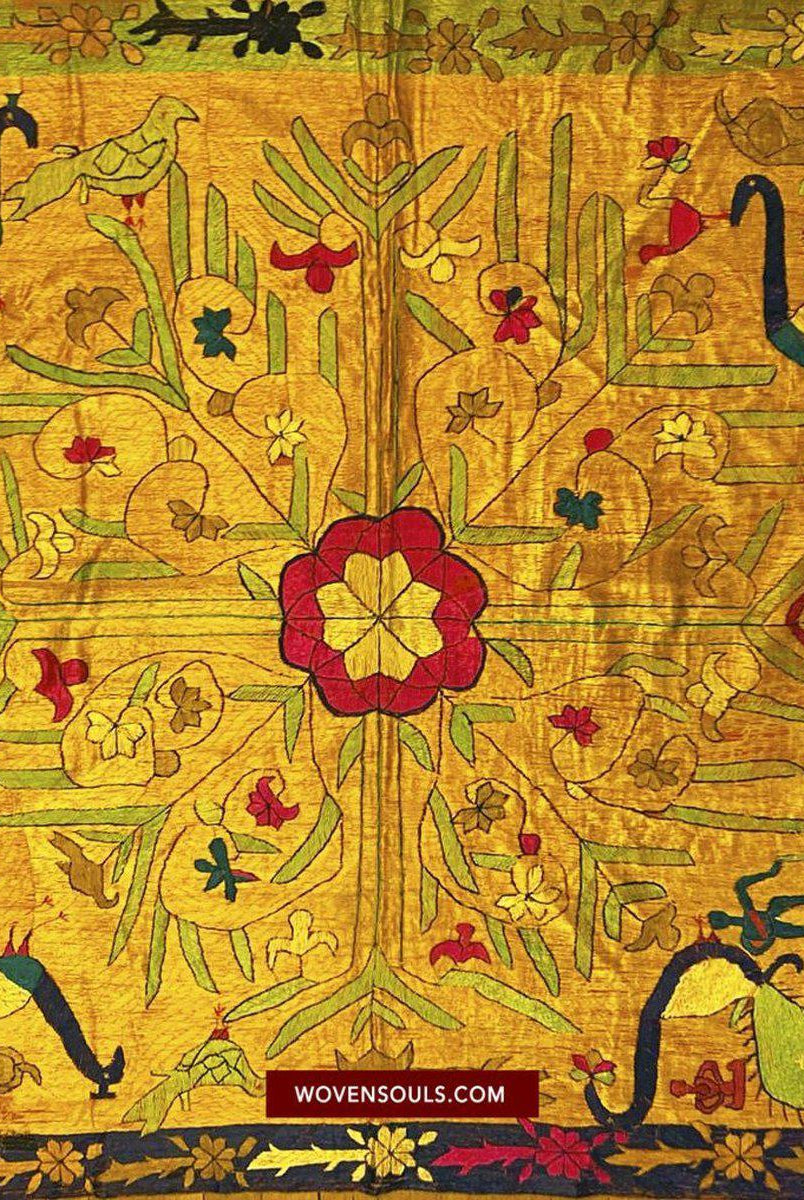 1455 VERKAUFT – Seltener antiker Sainchi Bagh Phulkari Indische Textilkunst Punjab-WOVENSOULS-Antike-Vintage-Textilien-Kunst-Dekor