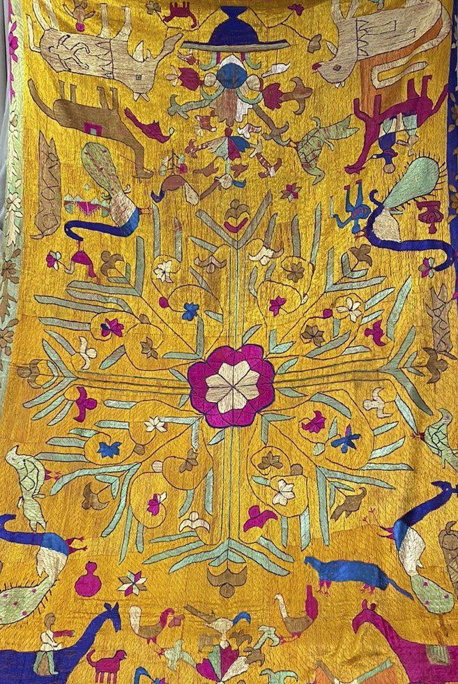 1455 VERKAUFT – Seltener antiker Sainchi Bagh Phulkari Indische Textilkunst Punjab-WOVENSOULS-Antike-Vintage-Textilien-Kunst-Dekor