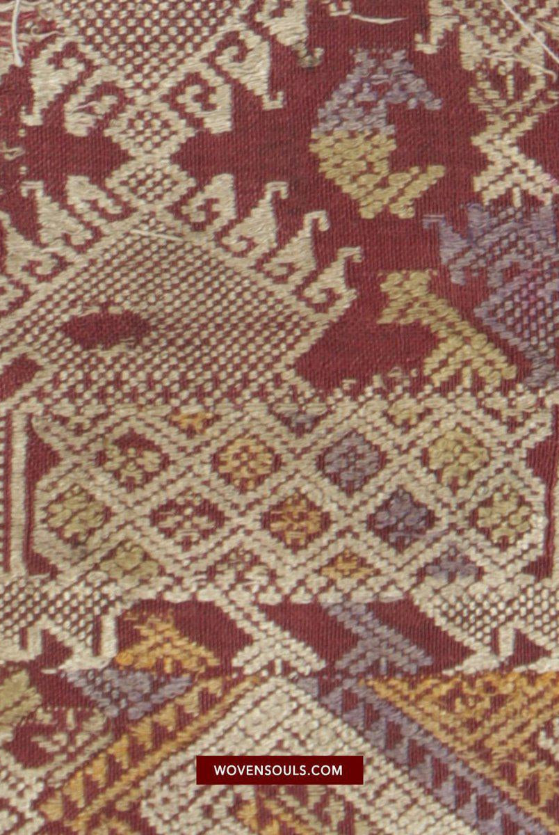1462 Gorgeous Antique Laos Silk Weaving Textile Art-WOVENSOULS-Antique-Vintage-Textiles-Art-Decor