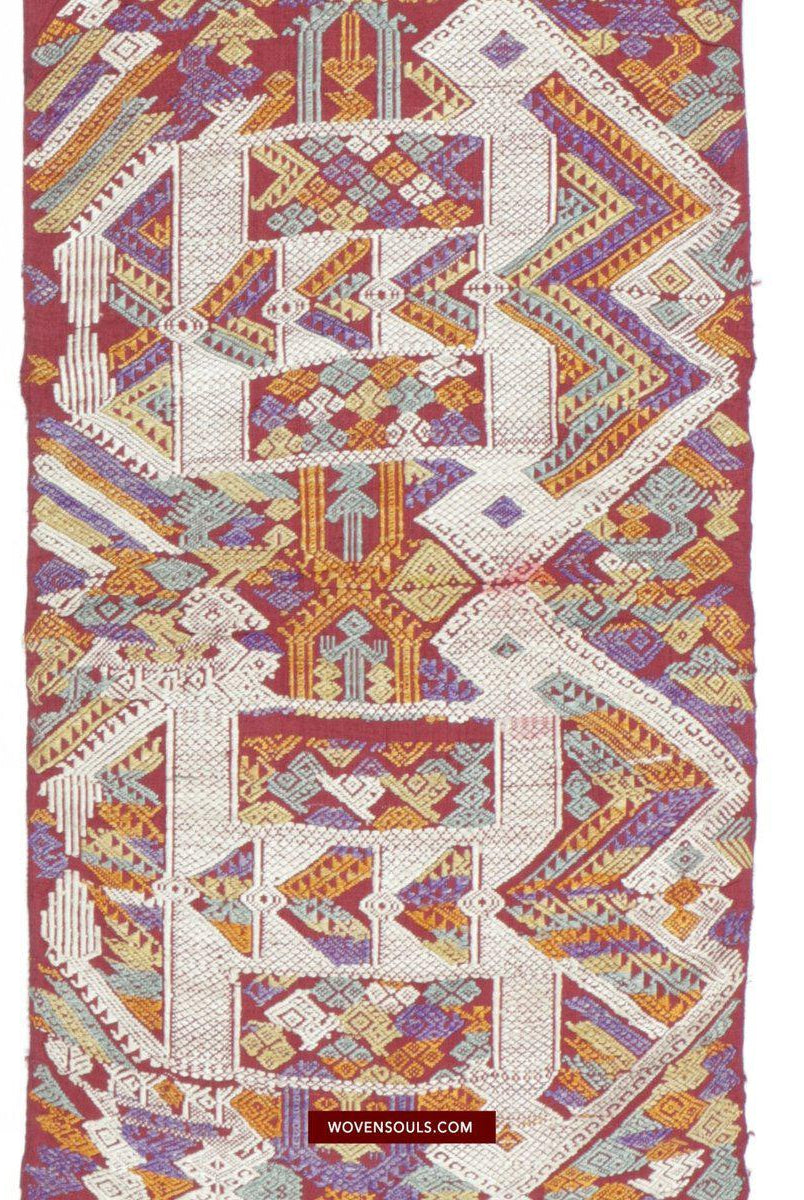 1463 Antique Laos Silk Weaving Textile Art-WOVENSOULS-Antique-Vintage-Textiles-Art-Decor