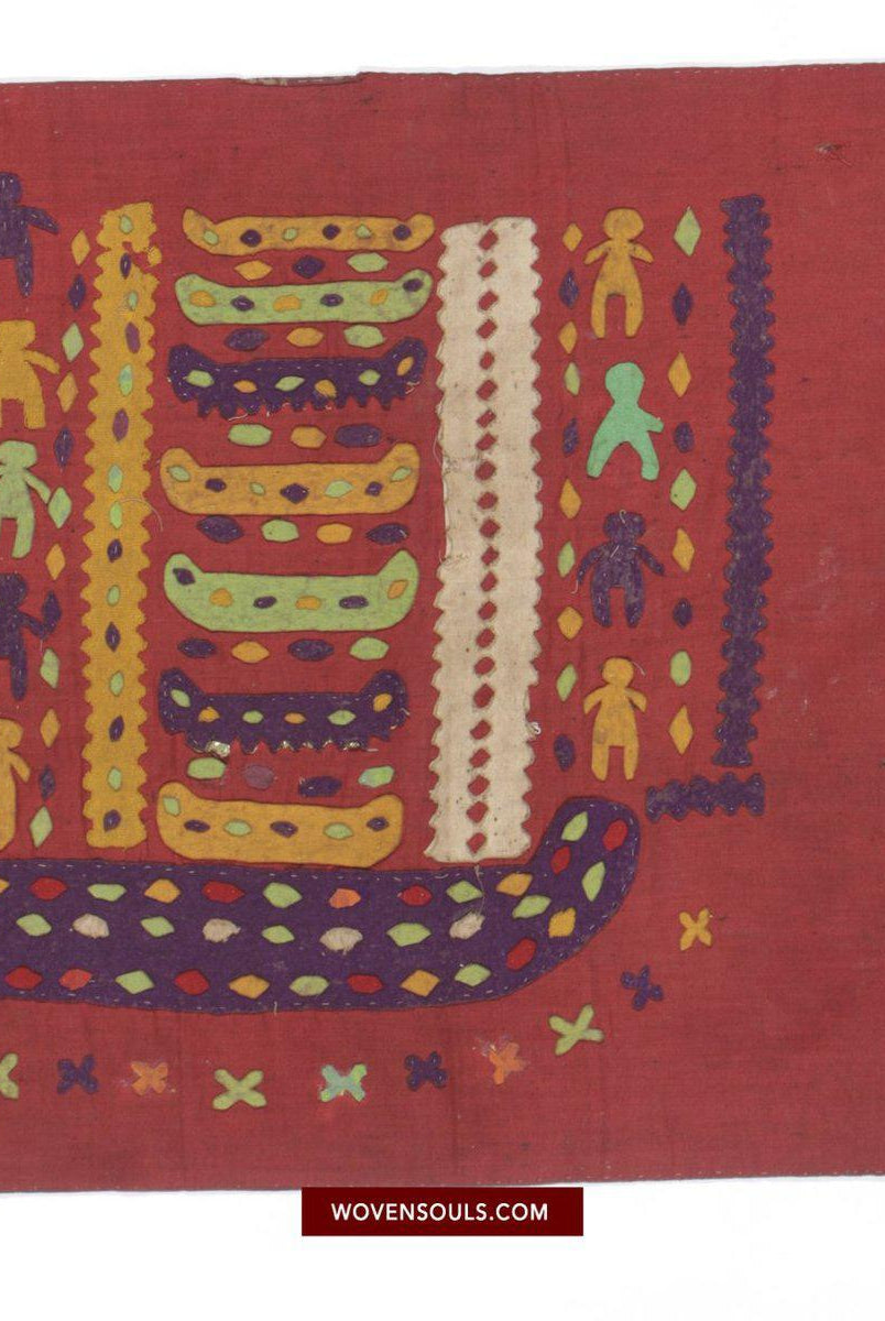 1465 Rare Antique Applique Sumatra Weaving Tampan Shipcloth Textile-WOVENSOULS-Antique-Vintage-Textiles-Art-Decor