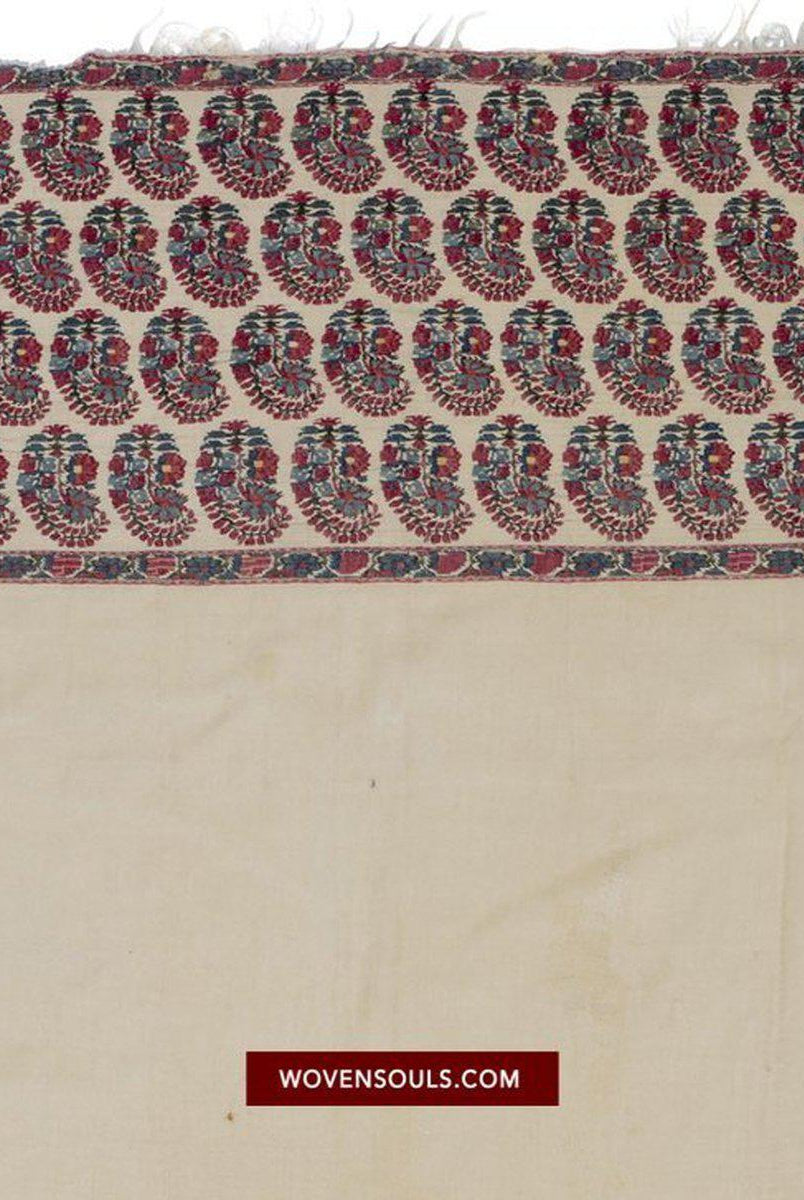 1474 Antique Kashmir Pashmina Dochalla Long Shawl-WOVENSOULS-Antique-Vintage-Textiles-Art-Decor