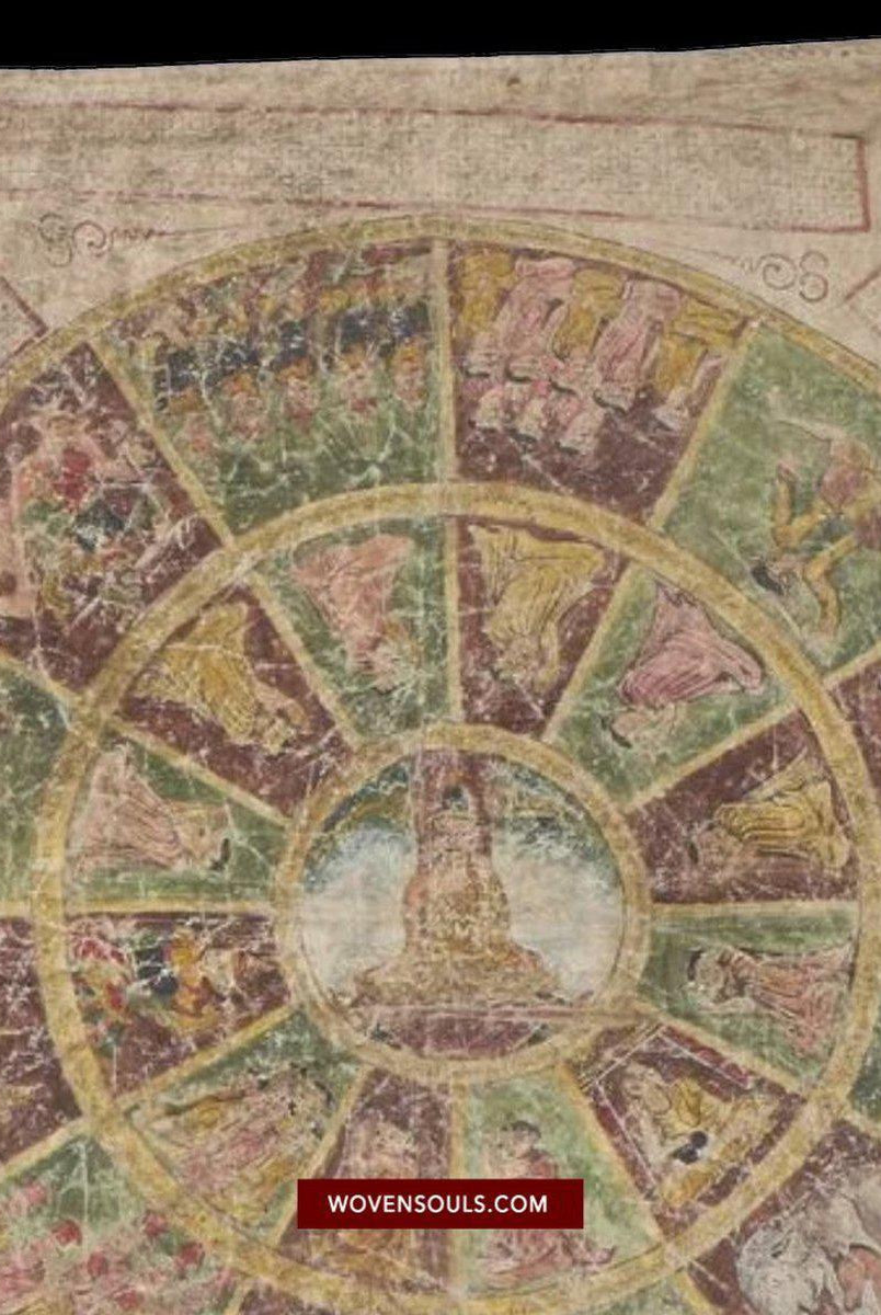 1478 Antique Burmese Healing Mandala Cloth Manuscript-WOVENSOULS-Antique-Vintage-Textiles-Art-Decor