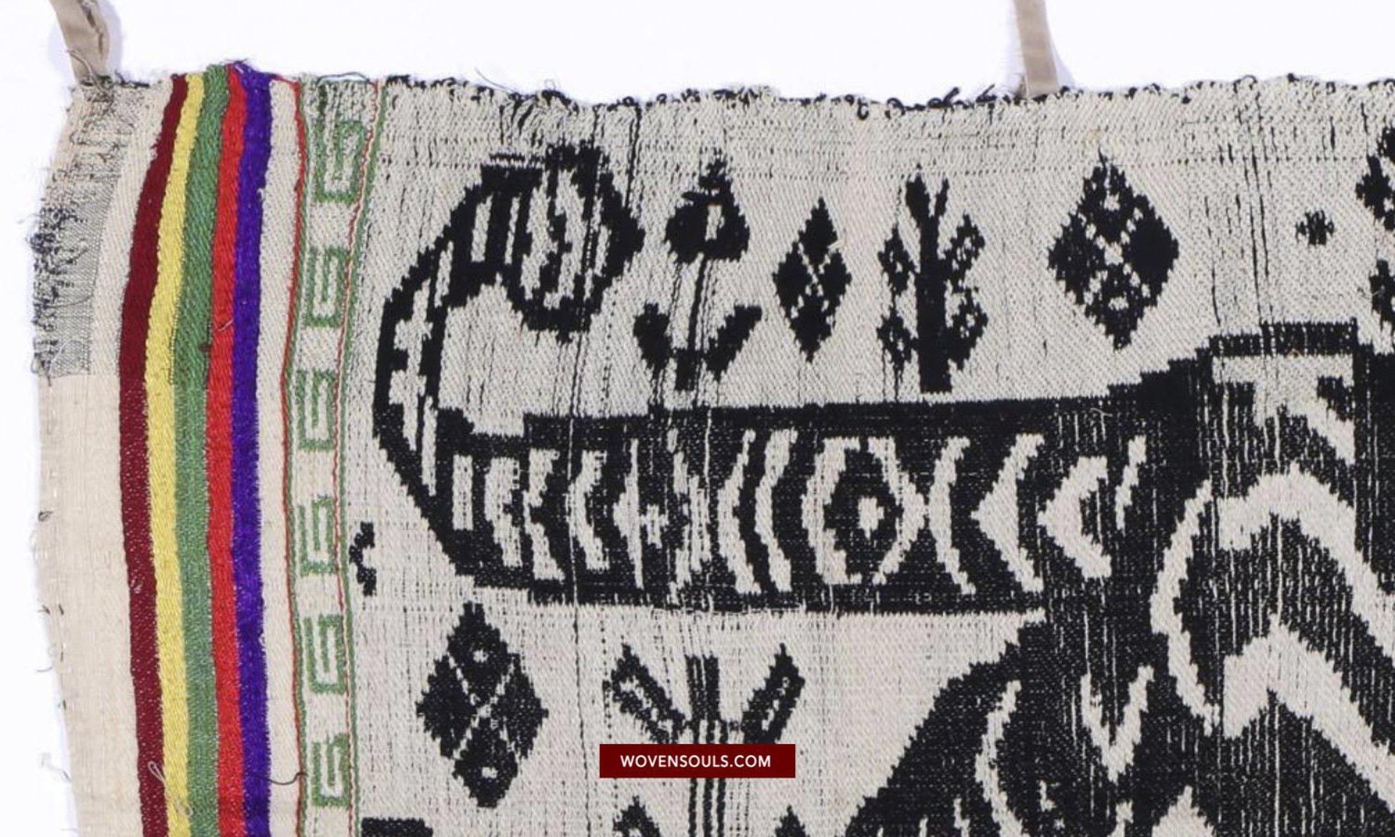 1481 Vintage Lao Tai Weaving Textile Art w Tiger Motif-WOVENSOULS-Antique-Vintage-Textiles-Art-Decor