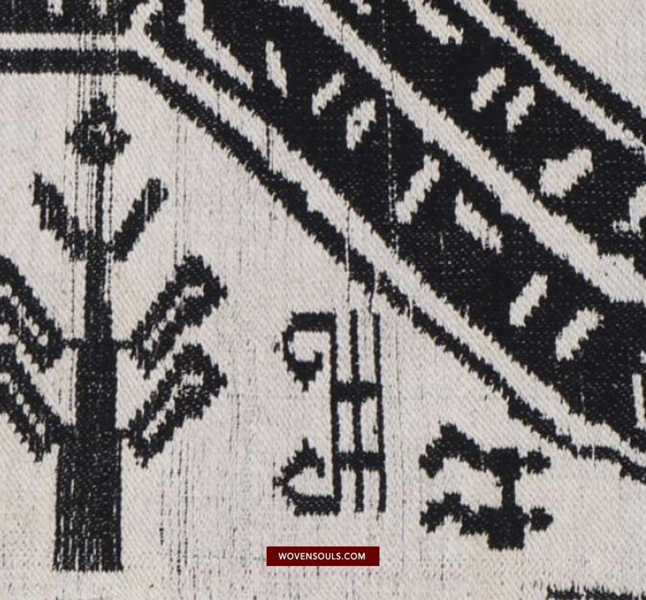 1481 Vintage Lao Tai Weaving Textile Art w Tiger Motif-WOVENSOULS-Antique-Vintage-Textiles-Art-Decor