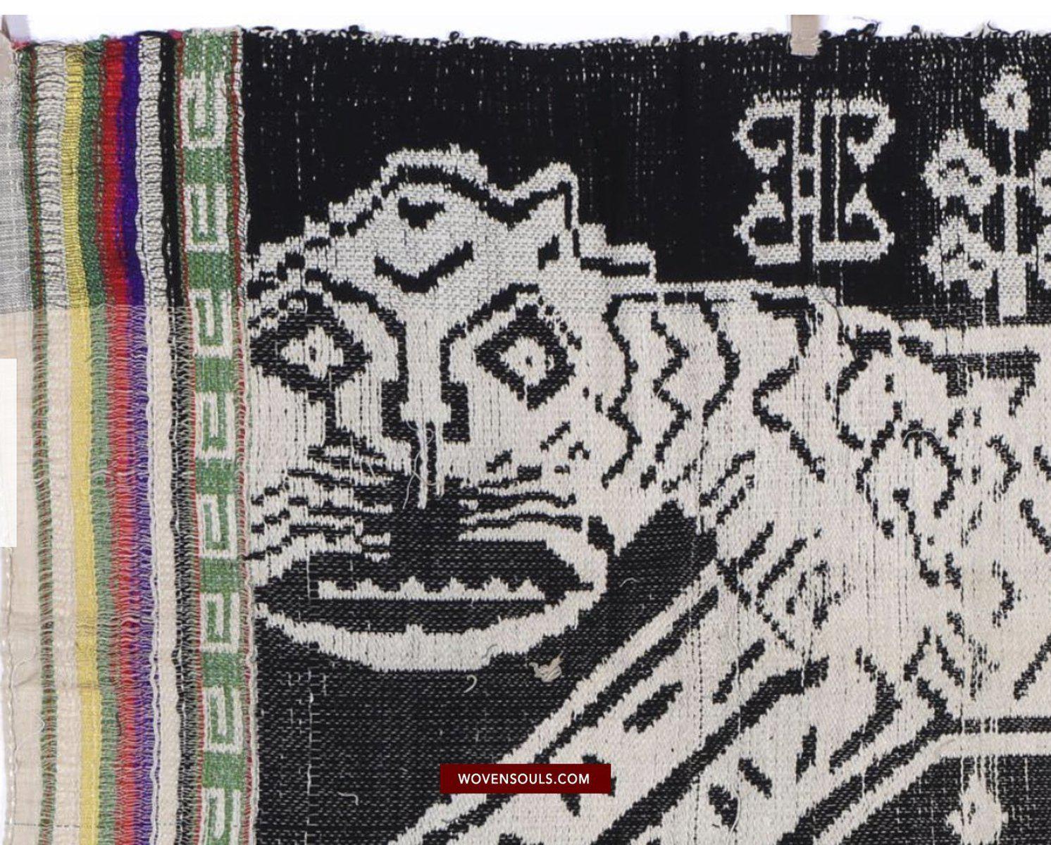 1481 Vintage Lao Tai Weaving Textile Art w Tiger Motif-WOVENSOULS-Antique-Vintage-Textiles-Art-Decor