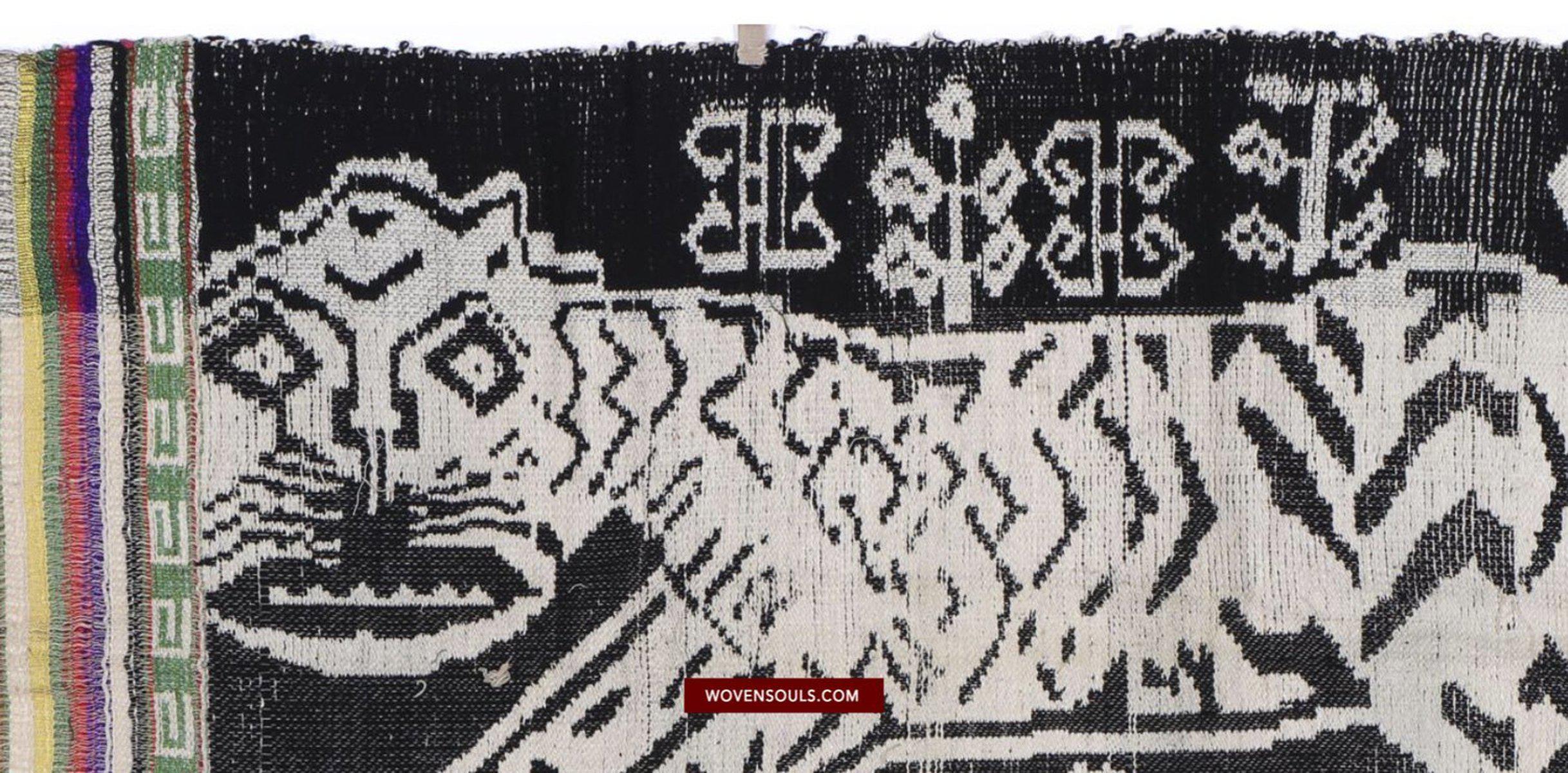 1481 Vintage Lao Tai Weaving Textile Art w Tiger Motif-WOVENSOULS-Antique-Vintage-Textiles-Art-Decor