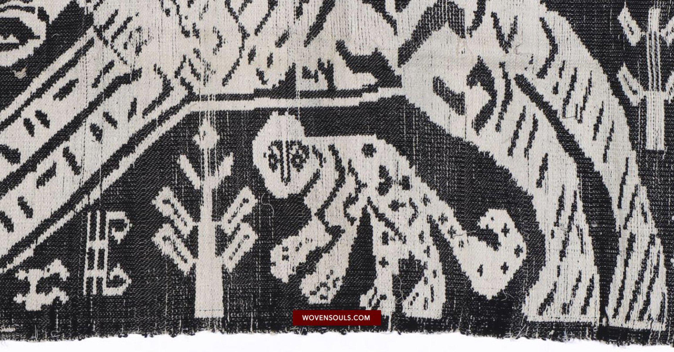 1481 Vintage Lao Tai Weaving Textile Art w Tiger Motif-WOVENSOULS-Antique-Vintage-Textiles-Art-Decor