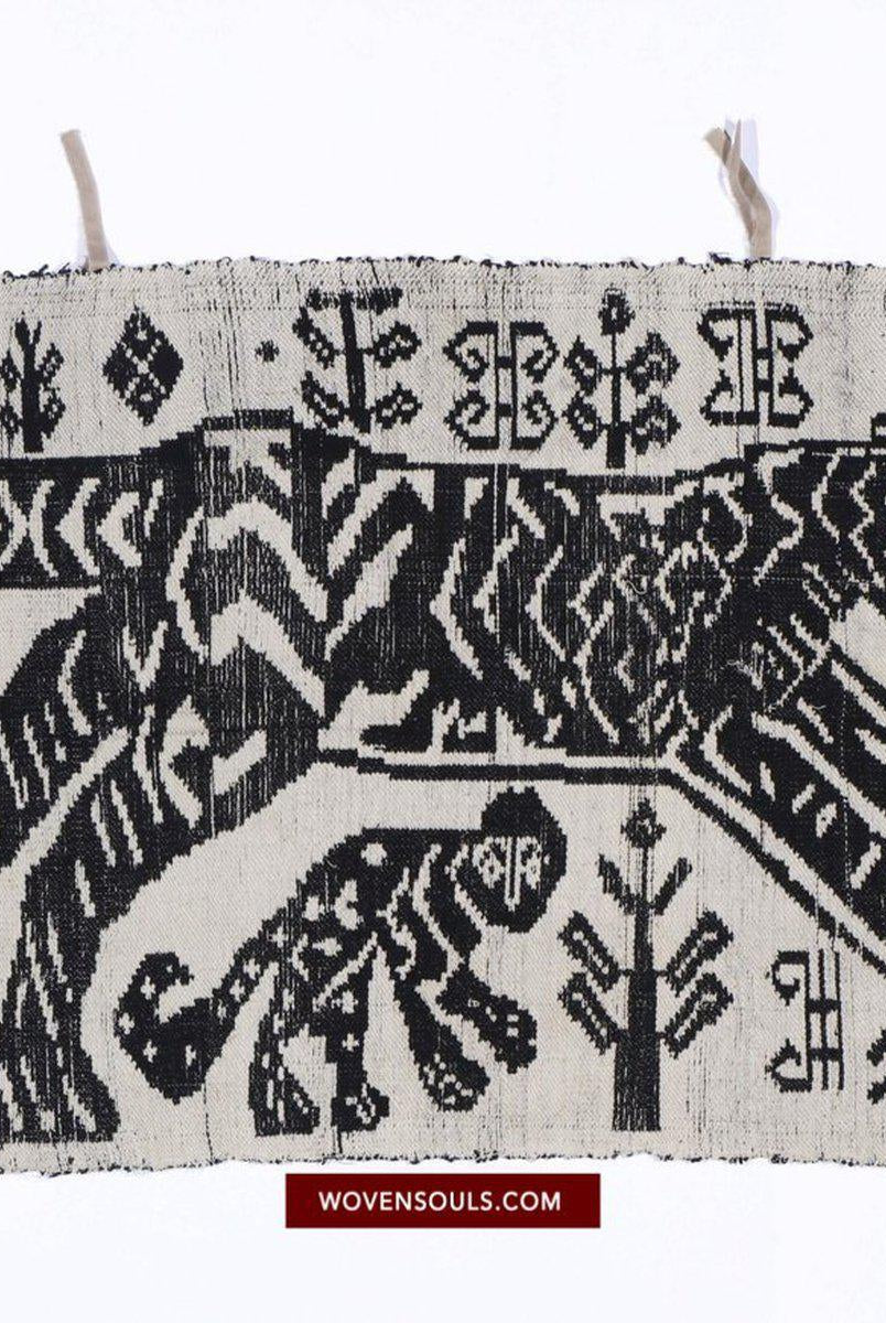 1481 Arte tessile di tessitura Lao Tai vintage con motivo tigre-WOVENSOULS-Arredamento artistico-tessile-vintage-antico