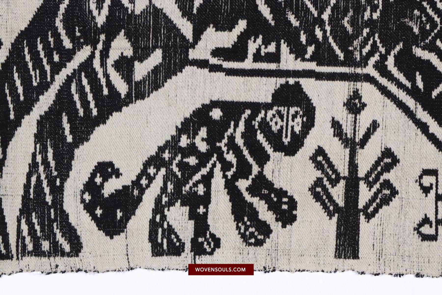 1481 Vintage Lao Tai Weaving Textile Art w Tiger Motif-WOVENSOULS-Antique-Vintage-Textiles-Art-Decor