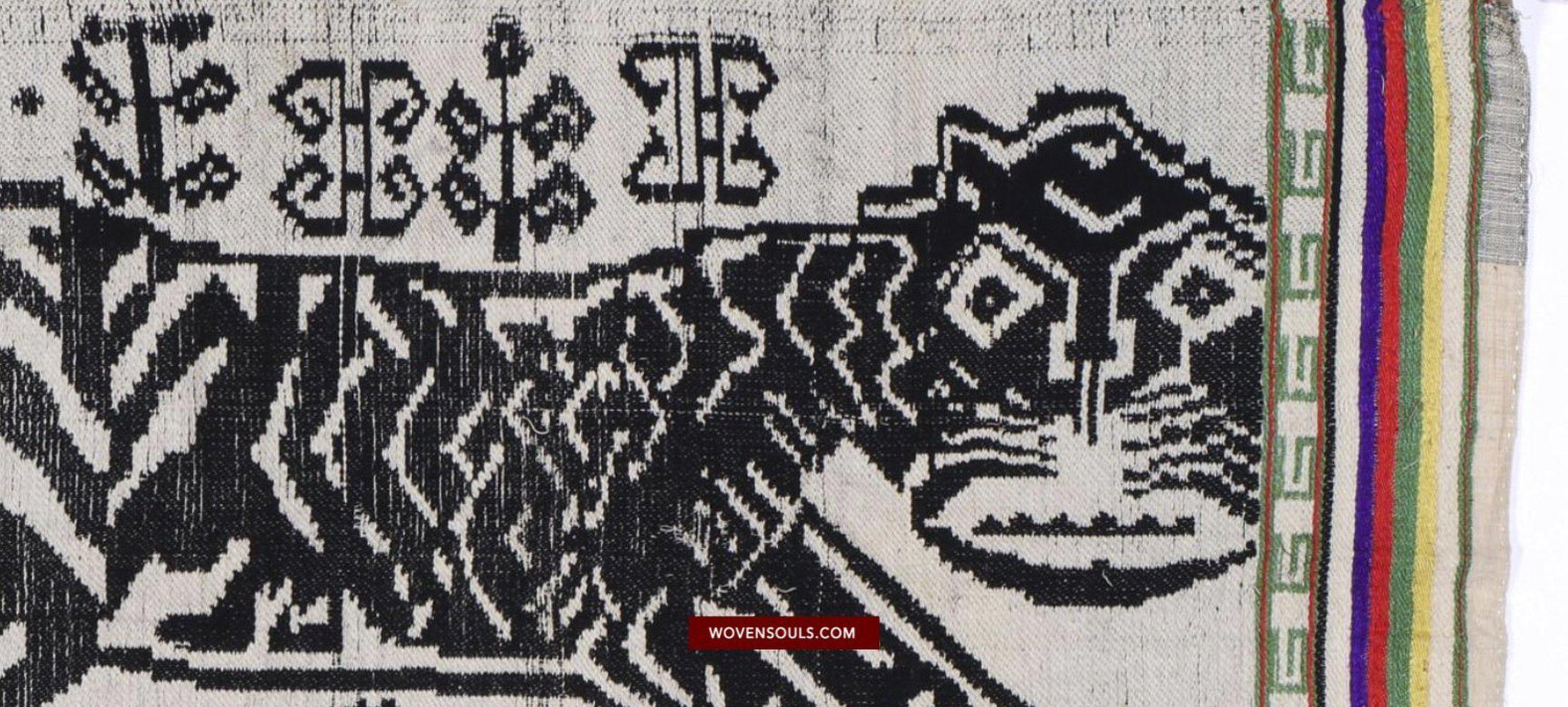 1481 Vintage Lao Tai Weaving Textile Art w Tiger Motif-WOVENSOULS-Antique-Vintage-Textiles-Art-Decor