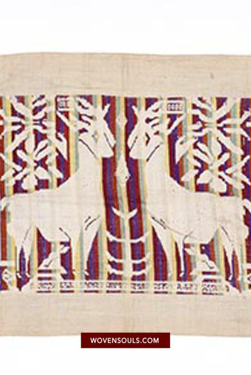 1482 Arte tessile antica di tessitura della seta Lao Tai con motivo di cervo-WOVENSOULS-Arredamento artistico-tessile-vintage-antico