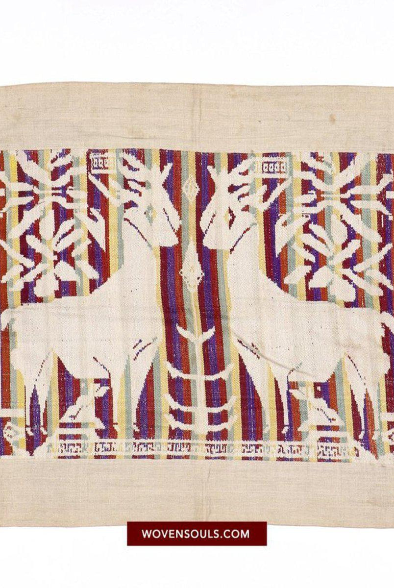 1482 Arte tessile antica di tessitura della seta Lao Tai con motivo di cervo-WOVENSOULS-Arredamento artistico-tessile-vintage-antico
