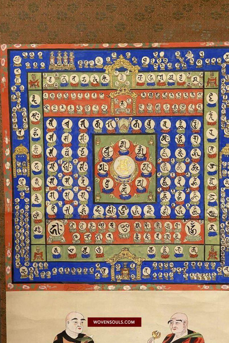 1493 Antique Japanese Buddhist Pure Land Painting Scroll - Pair-WOVENSOULS-Antique-Vintage-Textiles-Art-Decor