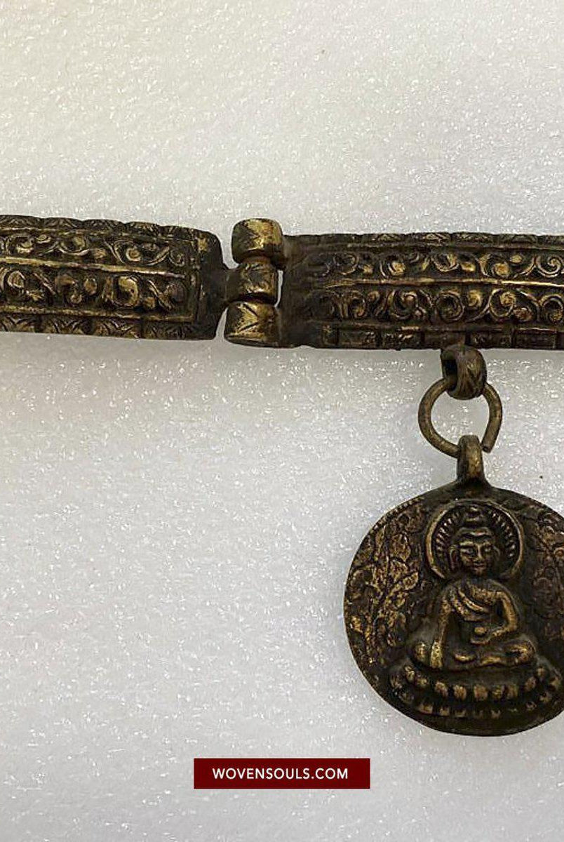 1498 Antique Tibetan Ornamented Belt-WOVENSOULS-Antique-Vintage-Textiles-Art-Decor