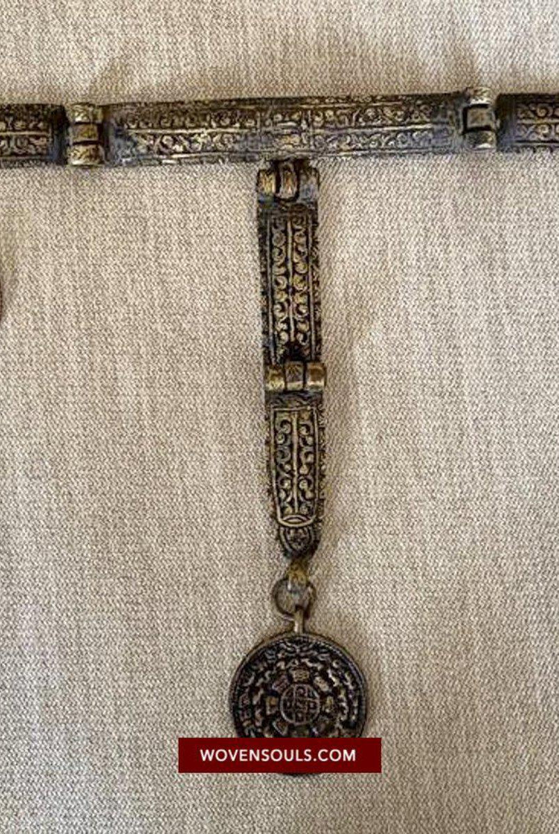 1498 Antique Tibetan Ornamented Belt-WOVENSOULS-Antique-Vintage-Textiles-Art-Decor